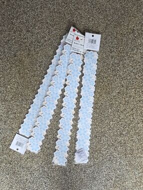 Snowflake Scalloped Border Trim - Light Blue on White (4 Packs)